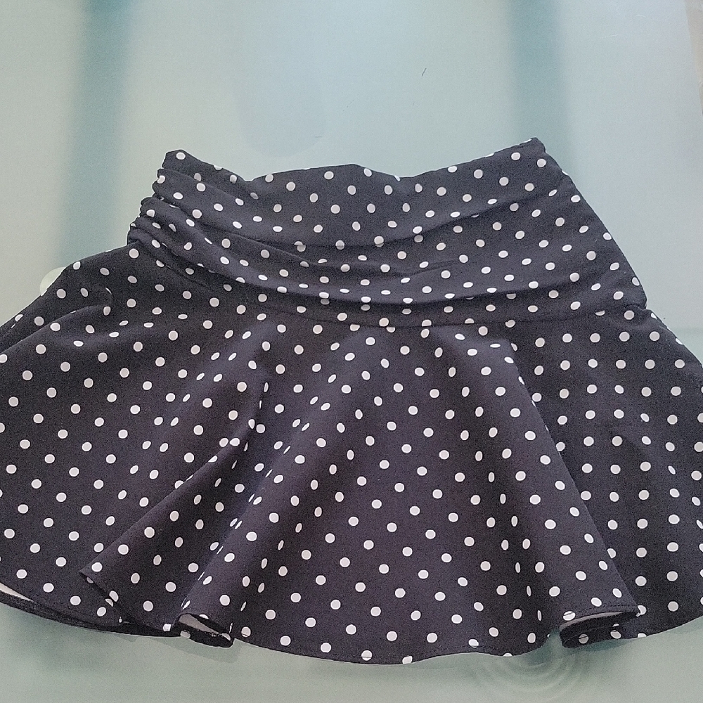 Zara Skirt Flowy Skirt Polka Dots Skirt Black Skirt Size XS Asymetrical Waist